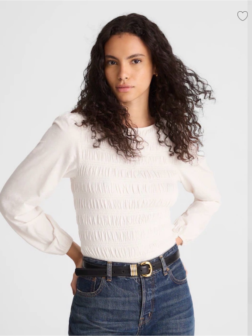 NWT Madewell Smocked Boatneck Top